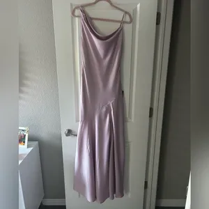 Lulus Impressive Energy Blush Pink Satin Asymmetrical Maxi Dress thumbnail 4
