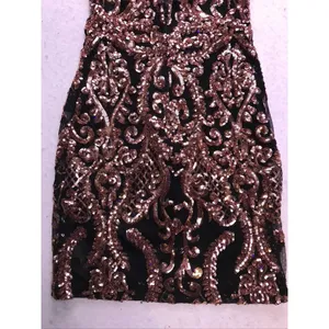 Windsor Mini Dress Womens Size 1 Black Rose Gold Sequin Damask Bodycon Cocktail thumbnail 9