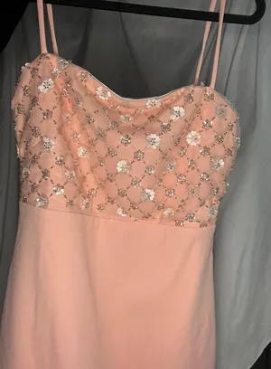 Hello Molly Light Pink Embellished Spaghetti Strapped Lined Mini Dress thumbnail 2