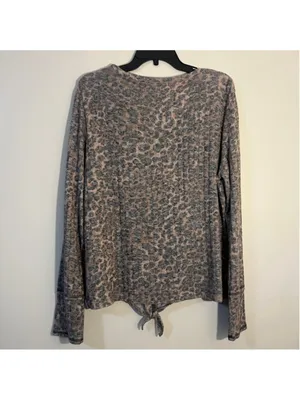 No Boundaries Leopard Print Tie-Front Top – Women's Plus Size XXL (2X, 19) (b4) thumbnail 2