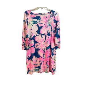 Lilly Pulitzer Sophie Dress Womens M Pink Blue Floral Excellent UPF 50+ Shift thumbnail 2