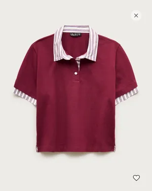 J.Crew Burgundy Polo Layered Tee  thumbnail 2