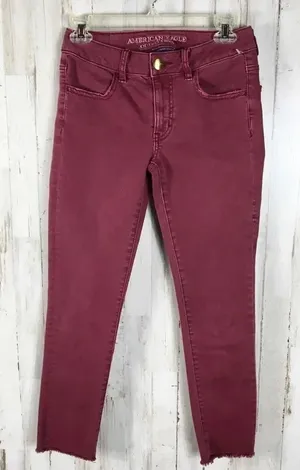 American Eagle AE Jegging Crop Jeans Denim Red 2 v6x thumbnail 1