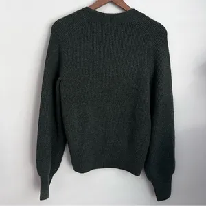Madewell melwood Forest green ribbed knit square neck sweater Wool blend boxy S thumbnail 3