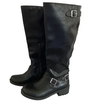 Target Black combat motorcycle boots vegan leather size 7 thumbnail 1