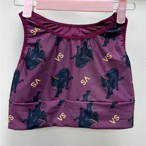 2 piece set! VS leggings and sports bra set Eggplant color panther crown print thumbnail 8