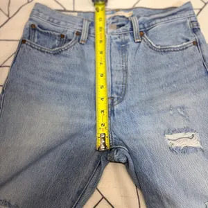 Levi's Wedgie Straight Jeans 27 Blue Light Wash‎ Distressed Ripped High Rise thumbnail 4