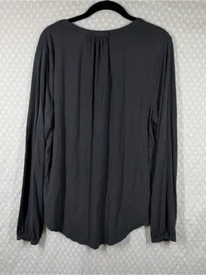 Barefoot Dreams Dark Grey Luxe Milk Jersey Long Sleeve V Neck Top thumbnail 5