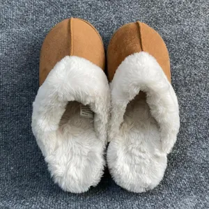 Wonder Nation Tan Cream Faux Fur Slippers Slip Ons Casual Cozy Lounge thumbnail 5