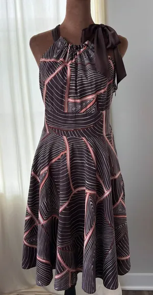 90s Vintage Steve Madden Halter Dress Size 10 Cotton Silk Boho Chic Retro Preppy thumbnail 1