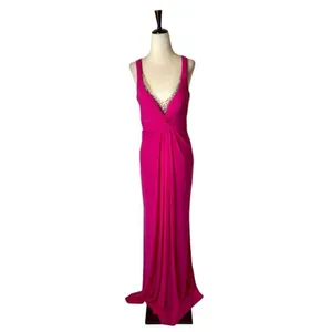 La Femme Dress Women 00 Pink Deep‎ V Jersey Knit Illusion Neckline Formal Gown thumbnail 2