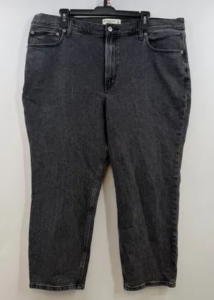 Abercrombie & Fitch The Mom High Rise Jeans 16S 33 Black Cropped Stretch thumbnail 1
