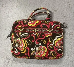 Vera Bradley Puccini Laptop Computer Bag Brown Red Yellow thumbnail 1