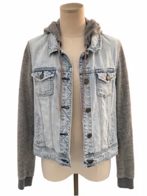 American Eagle Denim & Knit Hooded Jacket – Large fits like small / medium thumbnail 1
