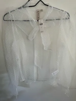 Antrhopologie white dolan Sheer Swiss Dot Tie-Neck Blouse - White thumbnail 3