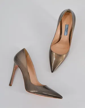 Prada Ombre Patent Leather Pointed Toe Pumps Grey Tan Bronze 37 thumbnail 1