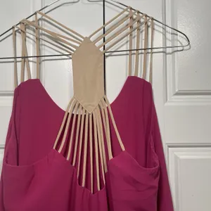 Umgee‎ Women Mini Dress Size Medium Pink Strappy Racerback Sundress Bohemian thumbnail 3