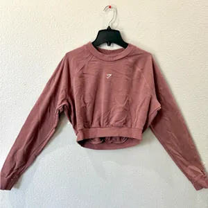Gymshark Cropped Sweatshirt Mauve Dusty Purple | Small |Athleisure Crop Pullover thumbnail 2