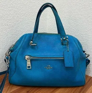 COACH Prairie Pebbled Leather Turquoise Color Satchel Crossbody RECOLORED! READ thumbnail 1