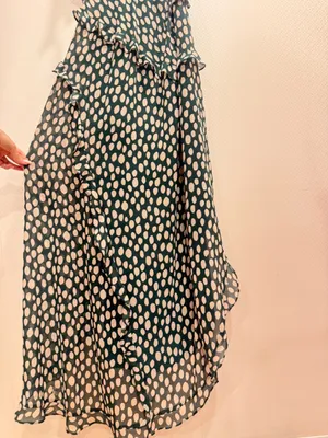 If By Sea Black White Polka Dot Stretch Maxi Dress Boho Wedding Guest Size M thumbnail 9