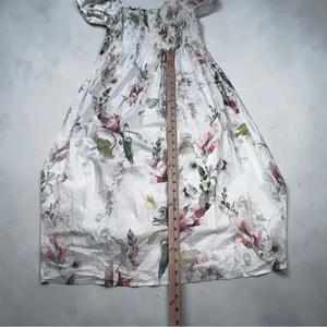 H&M Off-The-Shoulder Poplin Floral Midi Dress – White/Pink/Green Sz L thumbnail 6