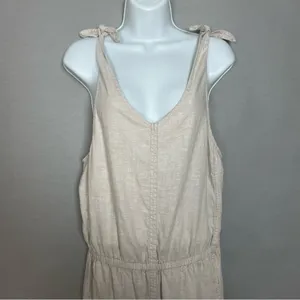 Toad&Co Tara Hemp Jumpsuit Size Small Oatmeal Chambray One Piece Tie‎ Shoulders thumbnail 3