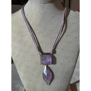 Handmade Natural Amethysts Quartz Pendant Necklace thumbnail 2