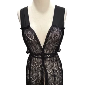 Sin Clarity Sheer Lace Duster Black Maxi Overlay Gothic Festival Whimsygoth Sz S thumbnail 3