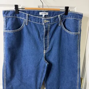 RE/DONE Loose Long‎ Jeans Blue Chunky Stitch Indigo High Rise Womens Size 30 thumbnail 5