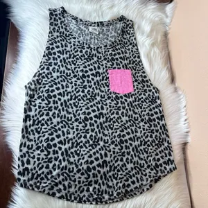 Victoria's Secret Pink Gray Animal Cheetah Pocket Tunic Tank Top Shirt Small thumbnail 7