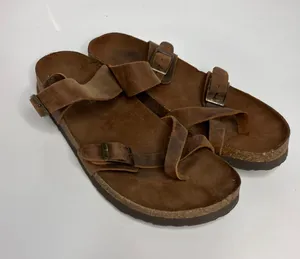 Mountain Sole Sandals Women 10 Brown Good Leather Toe Loop Buckle Slide thumbnail 1