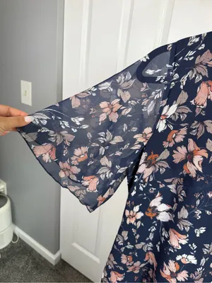 Boutique Navy Floral Flutter Sleeve Tiered Maxi Dress XXL NWT thumbnail 4