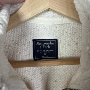 Abercrombie & Fitch Ivory Sherpa Quarter Zip Pullover Sweatshirt M‎ thumbnail 5