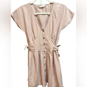 ZARA Pink Button‎ Front Midi Dress Women Soft Girly Cottagecore Feminine Sz XS thumbnail 6
