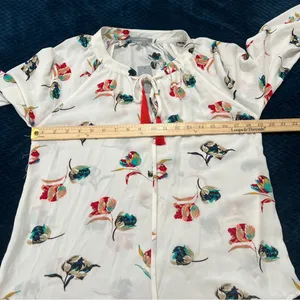 Lemon Tart Floral Print Women's‎ Crepe Chiffon Top Tassel Tie Neck 3/4 Sleeve S thumbnail 12