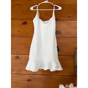 NWT Lulus Compelling Composure White Sleeveless Ruffled Bodycon Mini Dress Sz S thumbnail 2