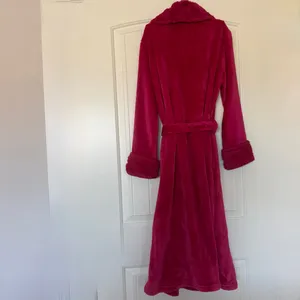 Luxury Hot Pink Plush Faux Fur Trim Dressing Gown Robe UK Small | Soft Glam Barbiecore Loungewear Bathrobe Cozy Y2K Small thumbnail 4