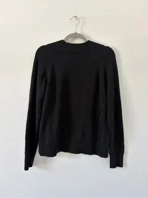 Quince Organic Cotton Mock Neck Knit Casual Minimalist Sweater Black Small thumbnail 6