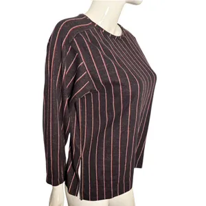 Zara Black and red pin striped knit long sleeve sweatshirt top thumbnail 3