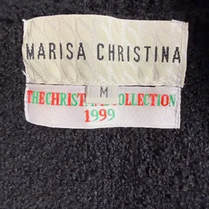 Vintage 2000 Christmas Sweater‎ Vest Womens Medium Trees Black Marisa Christina thumbnail 4