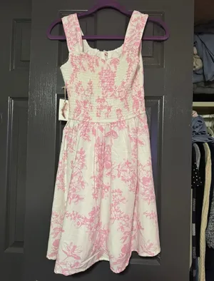 Jessica Simpson Small Coquette Pink Floral Dress Bow Love Shack Fancy Inspired thumbnail 4