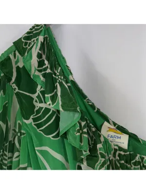 Farm Rio Anthropologie Green One Shoulder Maxi Dress L thumbnail 6
