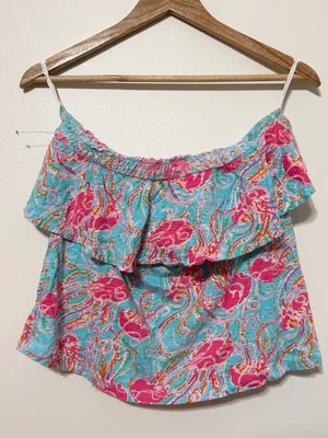 Lilly Pulitzer Tropical Jellyfish Strapless Top Size XL Vacation beach thumbnail 4
