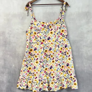 Old Navy Women Floral Cami Dress Size 2X Sleeveless Tie Strap Ruffle Hem Cottage thumbnail 5