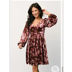 Baltic Born Teri Velvet Short Dress Womens Size XL Wedding Guest Fall Floral thumbnail 2