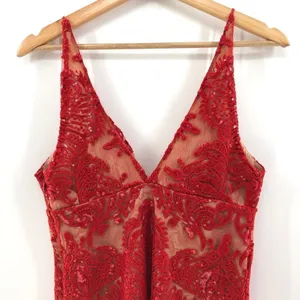 Free People Night Shimmers‎ Lace Sequined D Red thumbnail 10