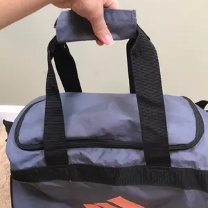 Adidas Athletic Sports Gym Graphic Print Logo Gray Black Peach Multi-Colored Bag thumbnail 3
