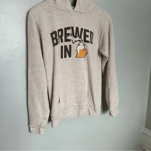 Beige Gray Women's Beer Brewed in MI Michigan Hoodie thumbnail 2