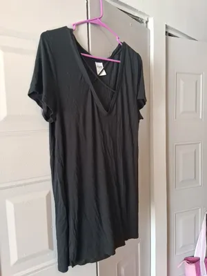 PINK Victoria's Secret modal criss cross front oversized short sleeved t-shirt in black size medium. thumbnail 3