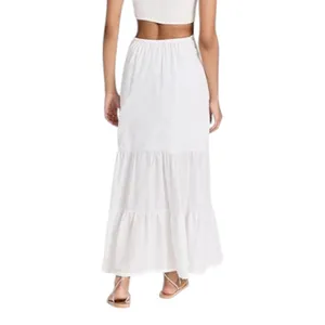 Peixoto Revolve Valentina White Swiss Dot Tiered High Slit Maxi Skirt Small thumbnail 9